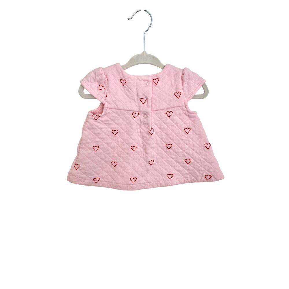 Janie and Jack Baby Girl Valentine's Day Pink Red Heart Quilted Bow Top - Picture 3 of 5